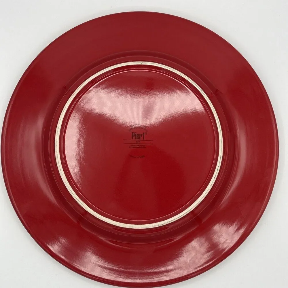 Pier One 1 Red Earthenware Dinner Plate Made in Spain - 11 3/4”
